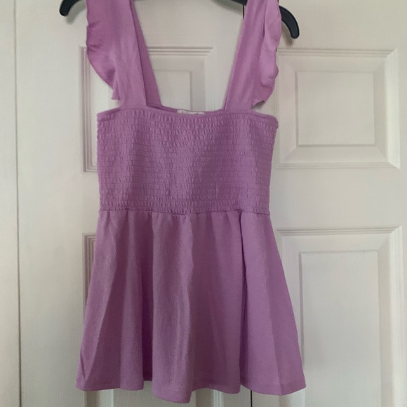 Femininity at its best!  Lavender top with flutter straps and smocking at top—- - Picture 2 of 3